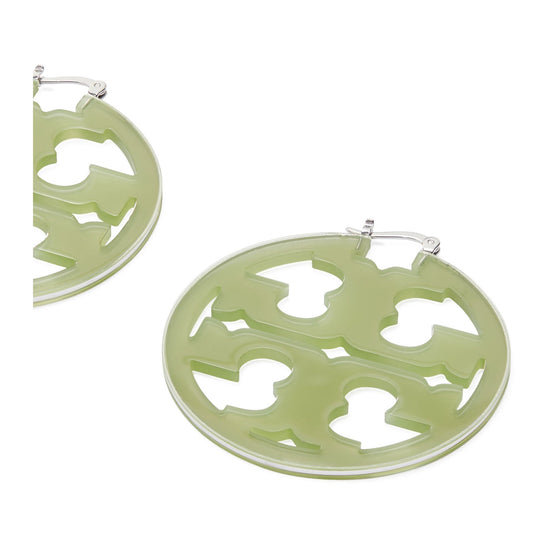 Women Miller Resin Hoop Earring - Tory Silver / Green