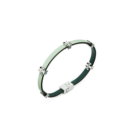 Women Eleanor Leather Bracelet - Tory Silver / Mint Green