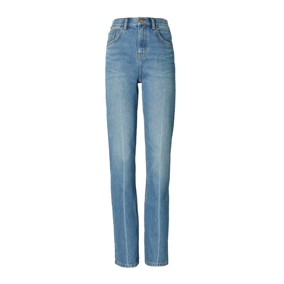 Women Mid-Rise Slim Straight Jean - Light Crease Wash