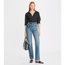 Women Mid-Rise Slim Straight Jean - Light Crease Wash