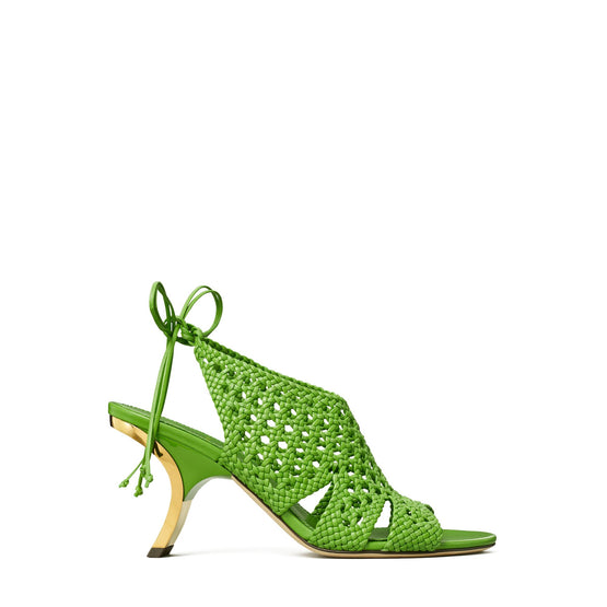Women Woven Curved Heeled Strappy Sandal 80Mm - Peridot