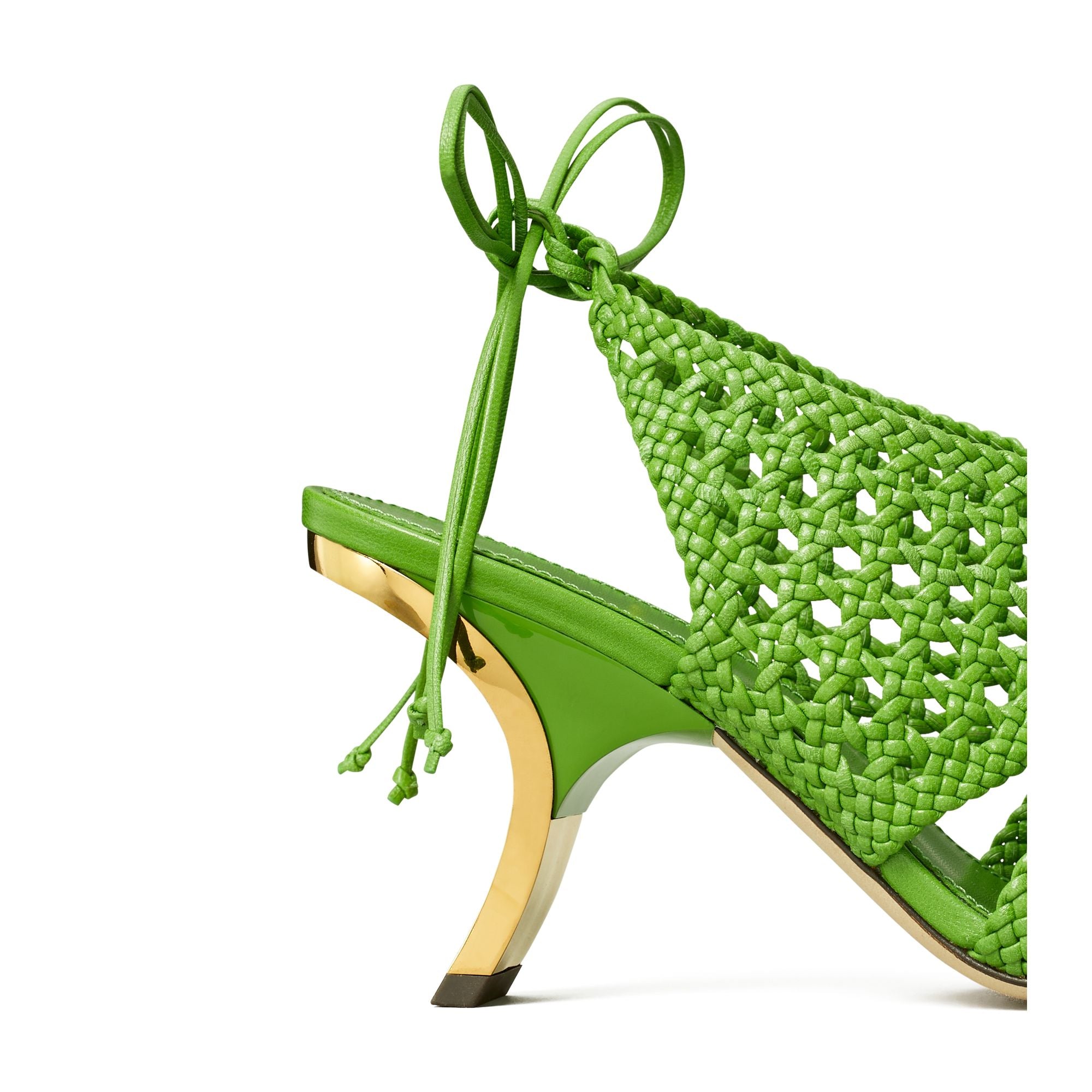 Women Woven Curved Heeled Strappy Sandal 80Mm - Peridot