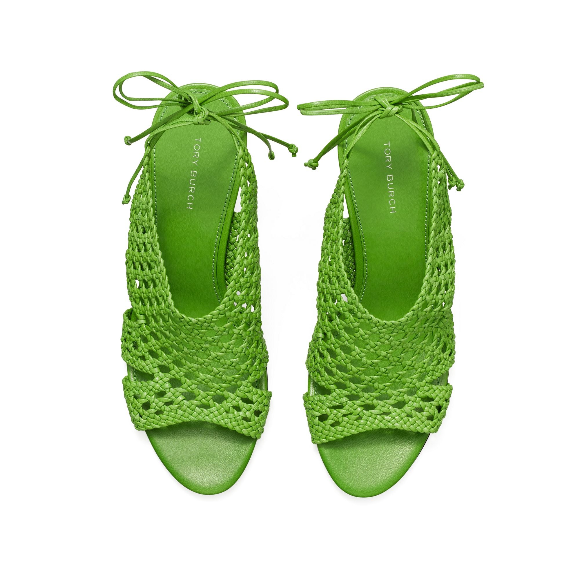 Women Woven Curved Heeled Strappy Sandal 80Mm - Peridot