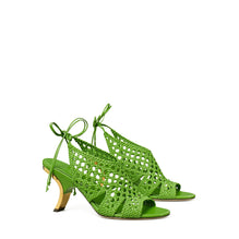 Women Woven Curved Heeled Strappy Sandal 80Mm - Peridot
