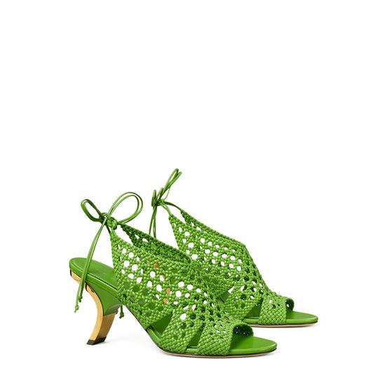 Women Woven Curved Heeled Strappy Sandal 80Mm - Peridot
