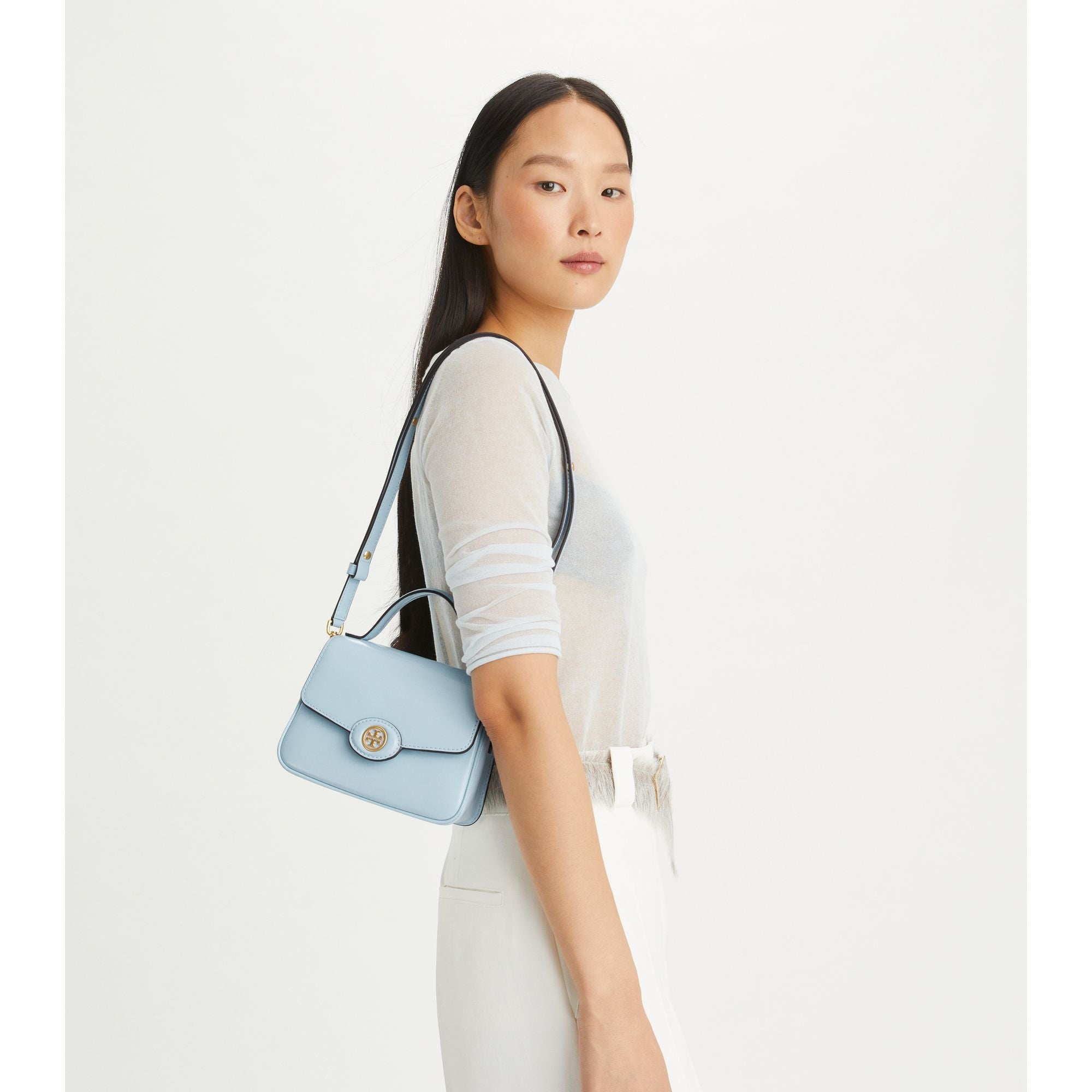 Women Robinson Spazzolato Small Top-Handle Bag - Pale Blue
