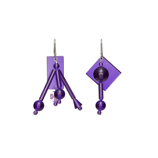 Women Beaded Tassel Earring - Tory Silver / Purple