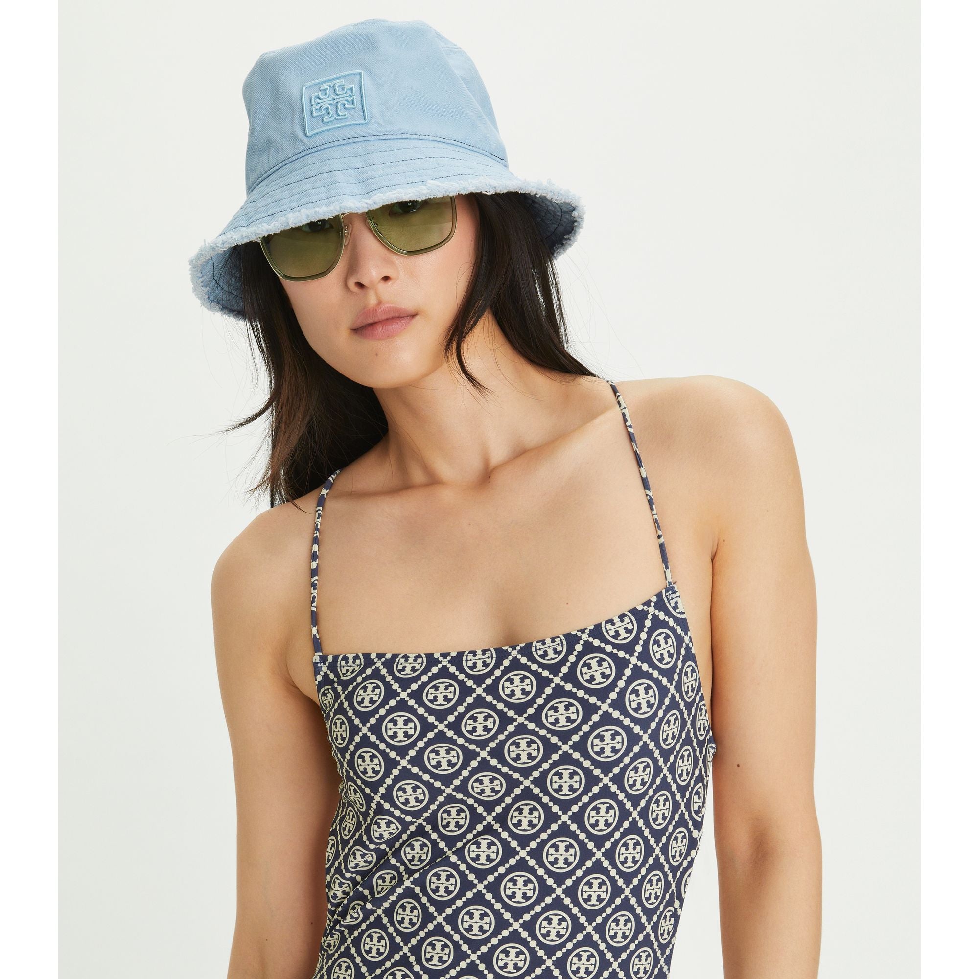 Women Fringe Bucket Hat - Cool Dusty Blue