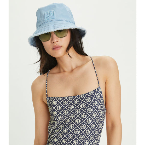 Women Fringe Bucket Hat - Cool Dusty Blue