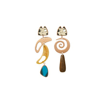 Women Fish Mobile Earring - Copper / Wood / Multi