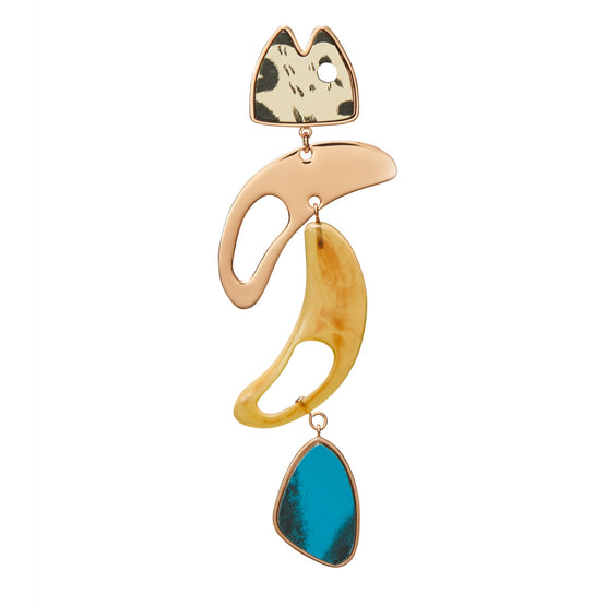 Women Fish Mobile Earring - Copper / Wood / Multi