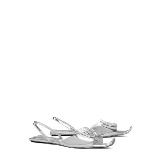 Women Logo Flat Slingback - Silver / Silver