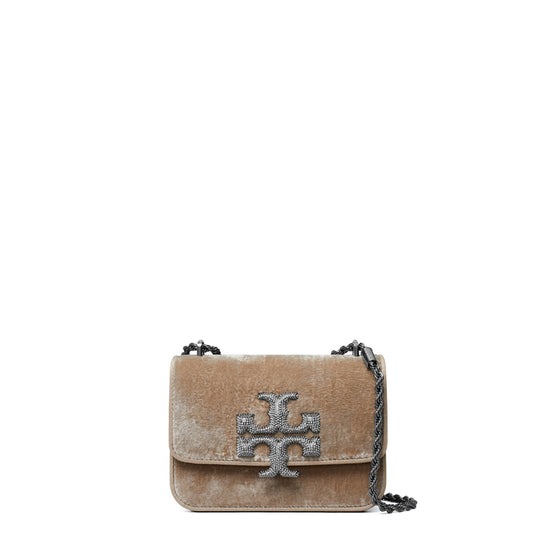 Women Eleanor Velvet Pave Logo Small Convertible Shoulder Bag - Classic Taupe