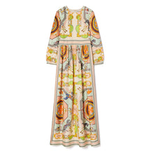 Women Printed Silk Dress - Orange Carousel