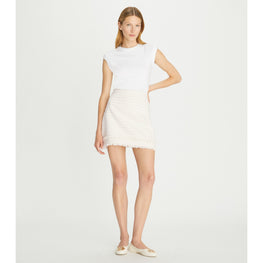 Women Tweed Mini Skirt - New Ivory