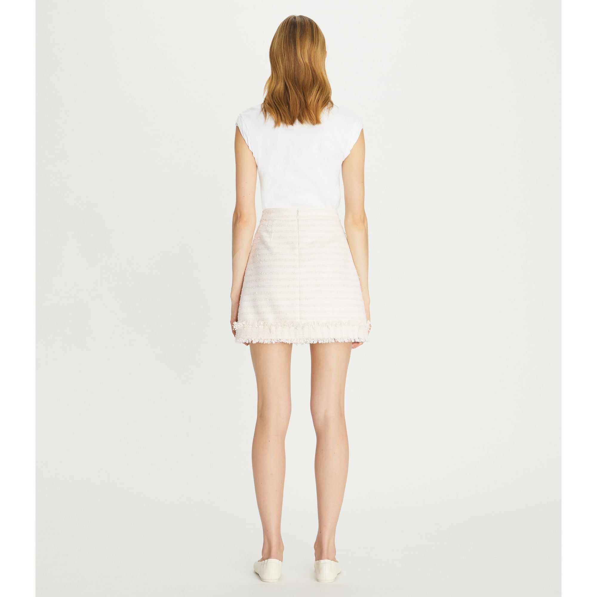 Women Tweed Mini Skirt - New Ivory