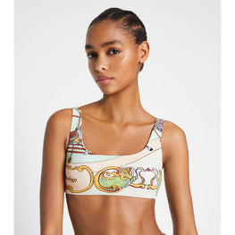 Women Weightless Printed Scoop Bra - French Cream Carousel Scarf