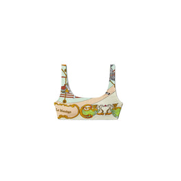 Women Weightless Printed Scoop Bra - French Cream Carousel Scarf