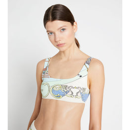 Women Weightless Printed Scoop Bra - Blue Carousel Scarf 25X25