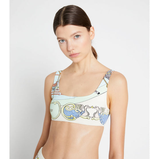Women Weightless Printed Scoop Bra - Blue Carousel Scarf 25X25