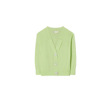 Women Cropped Cotton Cardigan - Light Wasabi