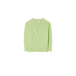 Women Cropped Cotton Cardigan - Light Wasabi