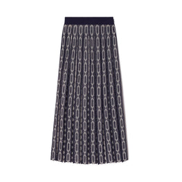 Women Knit Jacquard Skirt - Tory Navy / French Cream