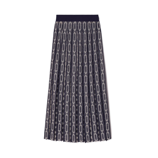 Women Knit Jacquard Skirt - Tory Navy / French Cream