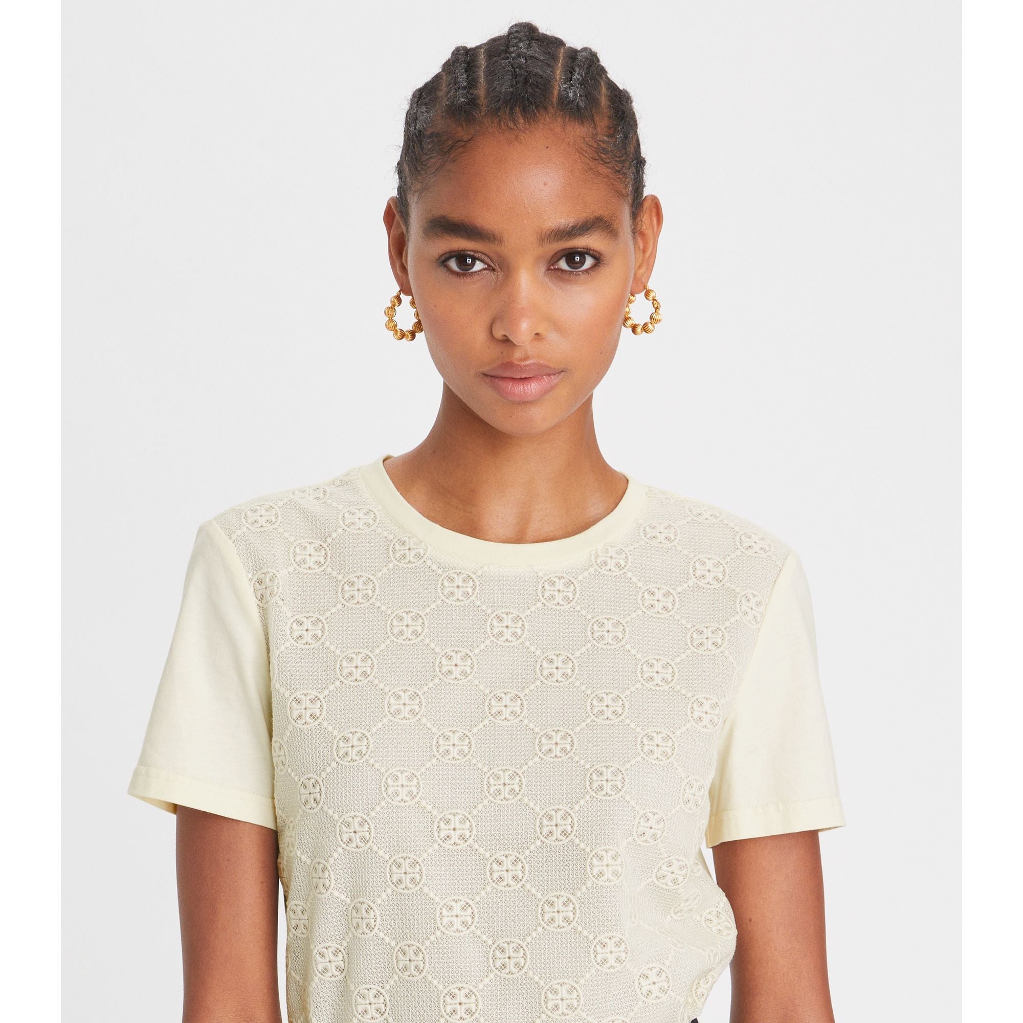Women Logo Lace T-Shirt - New Ivory