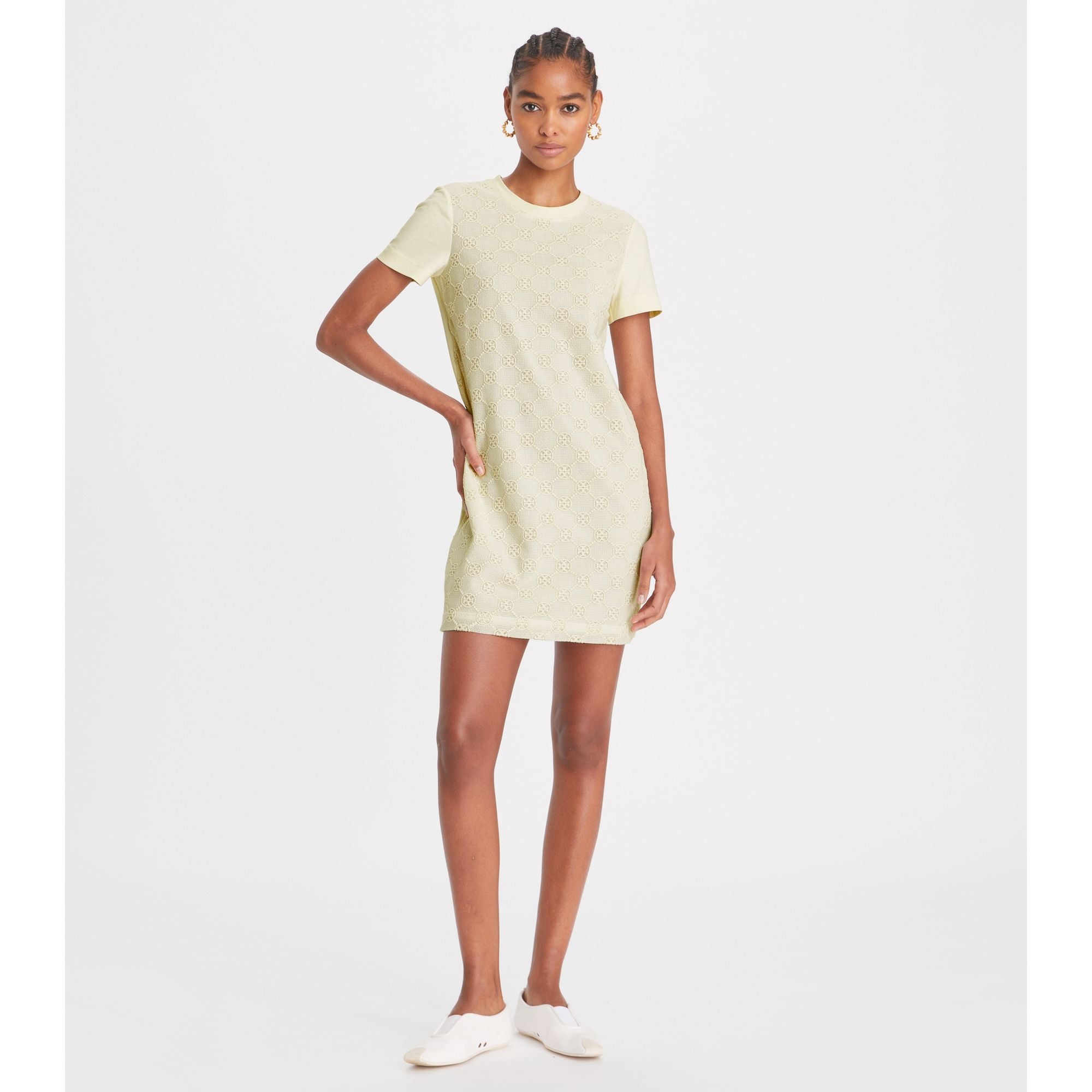 Women Logo Lace T-Shirt Dress - New Ivory