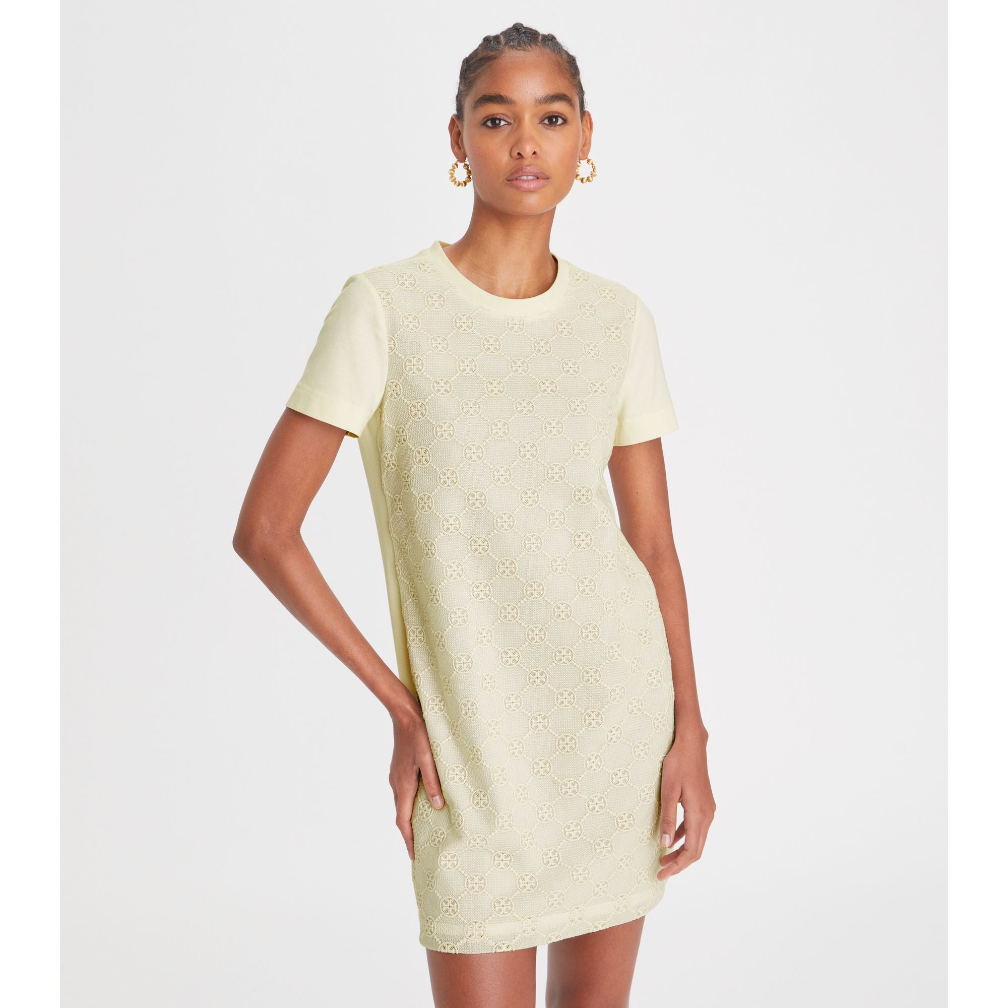 Women Logo Lace T-Shirt Dress - New Ivory