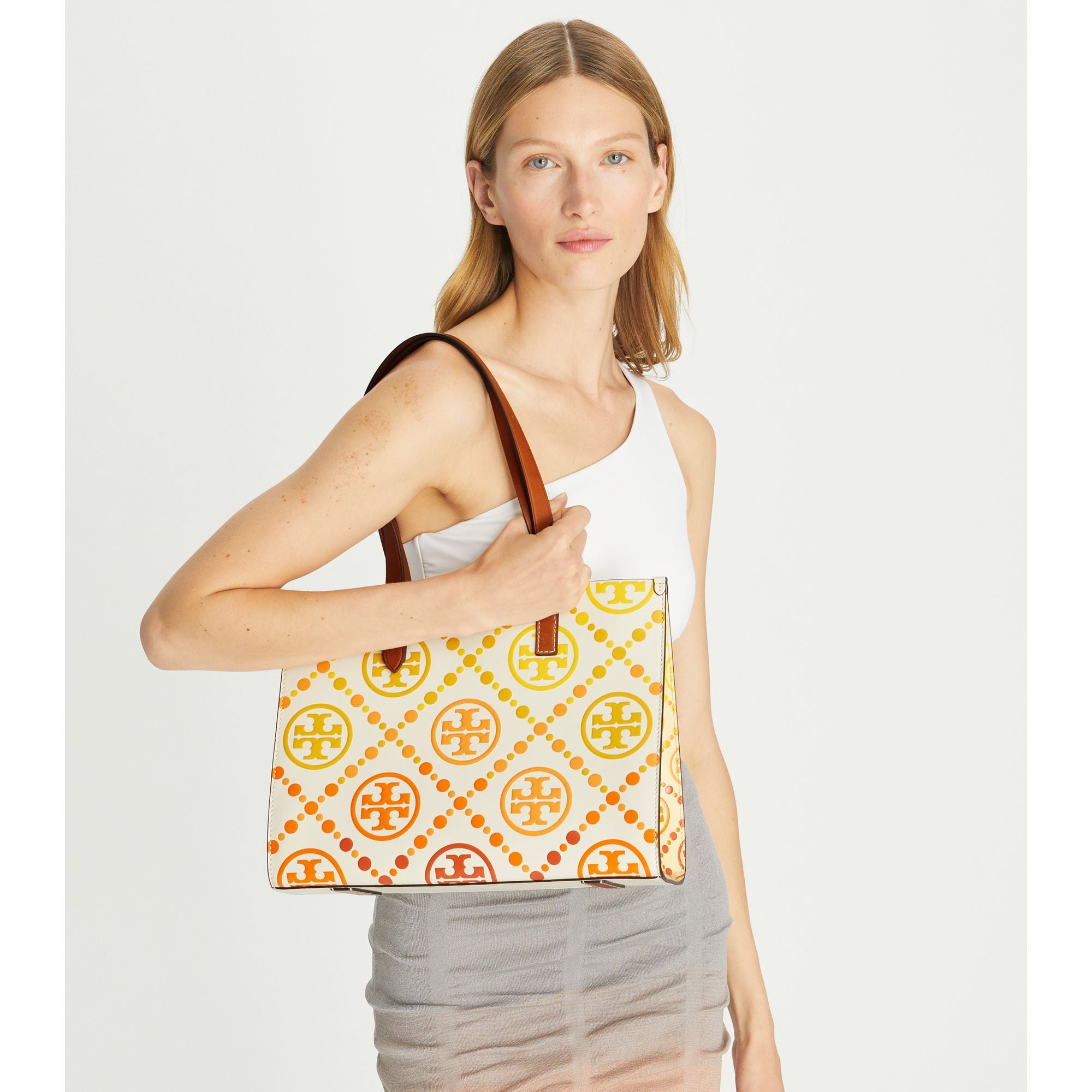 Women T Monogram Degrade Small Tote - New Ivory Multi