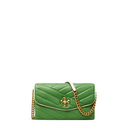 Women Kira Chevron Pop Edge Chain Wallet - Basil / Light Cream