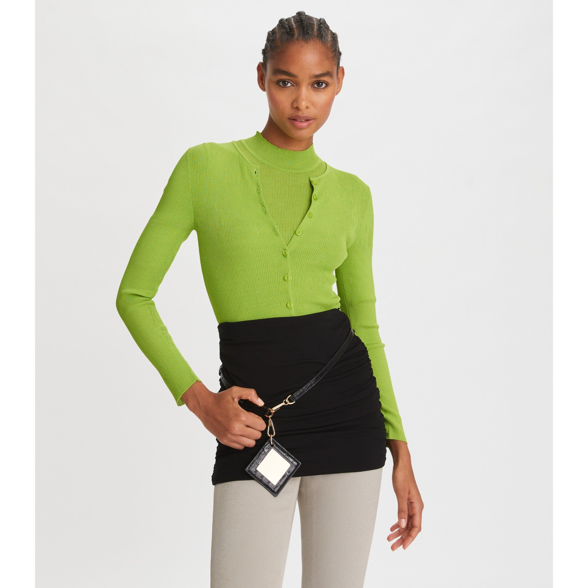 Women Ribbed Cardigan - Light Kiwi