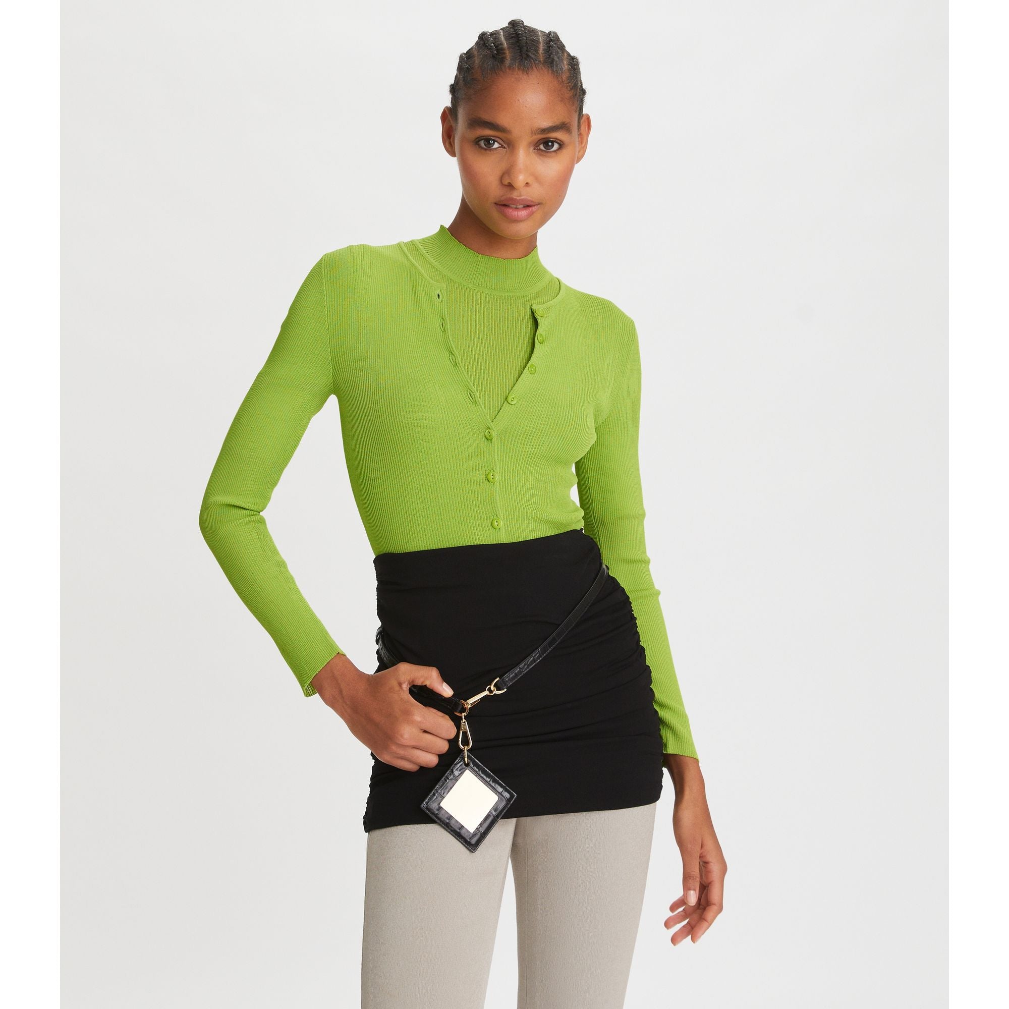 Women Ribbed Cardigan - Light Kiwi