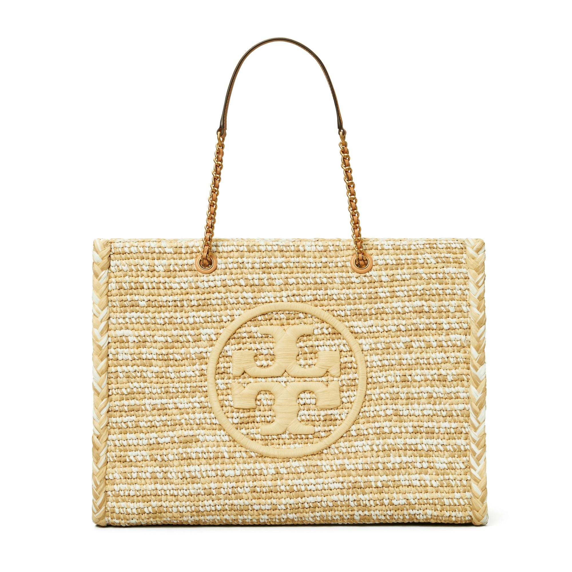 Women Ella Raffia Melange Chain Tote - Natural