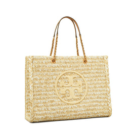 Women Ella Raffia Melange Chain Tote - Natural