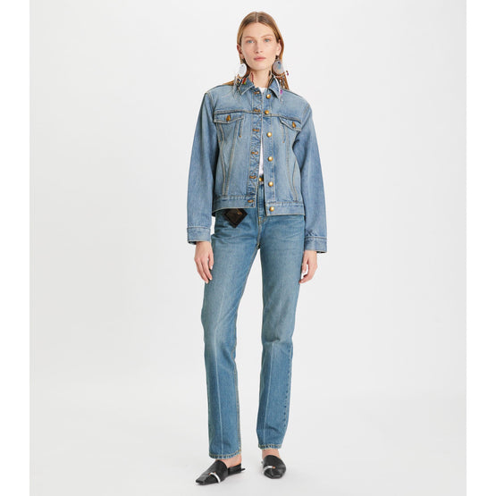 Women Denim Jacket - Vintage Wash