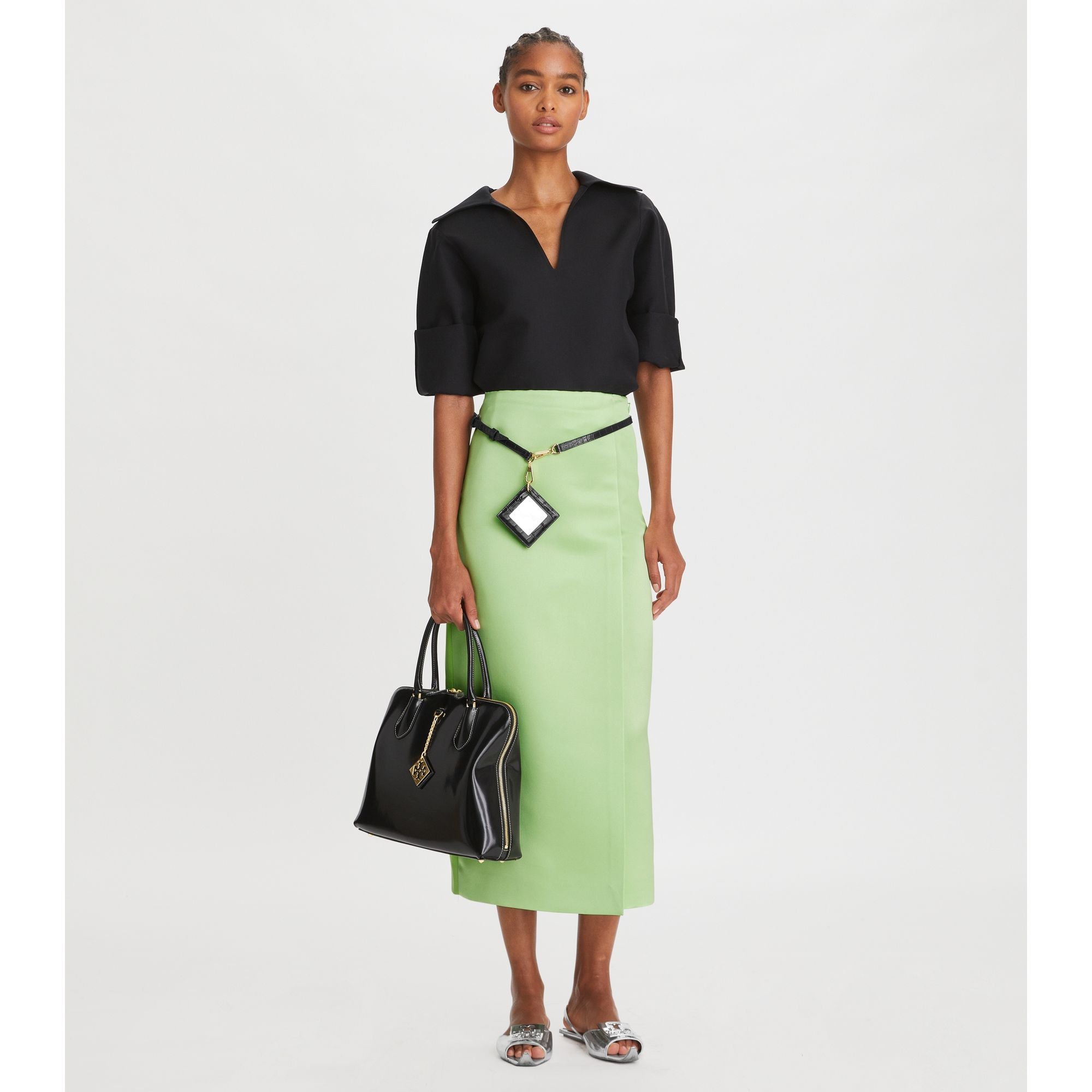 Women Satin Wrap Skirt - Mint