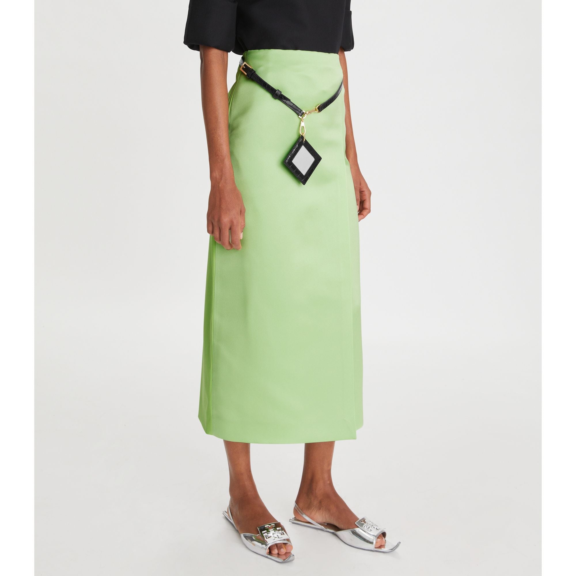 Women Satin Wrap Skirt - Mint
