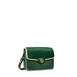 Women Robinson Puffy Patent Quilted Convertible Shoulder Bag - Pine Tree
