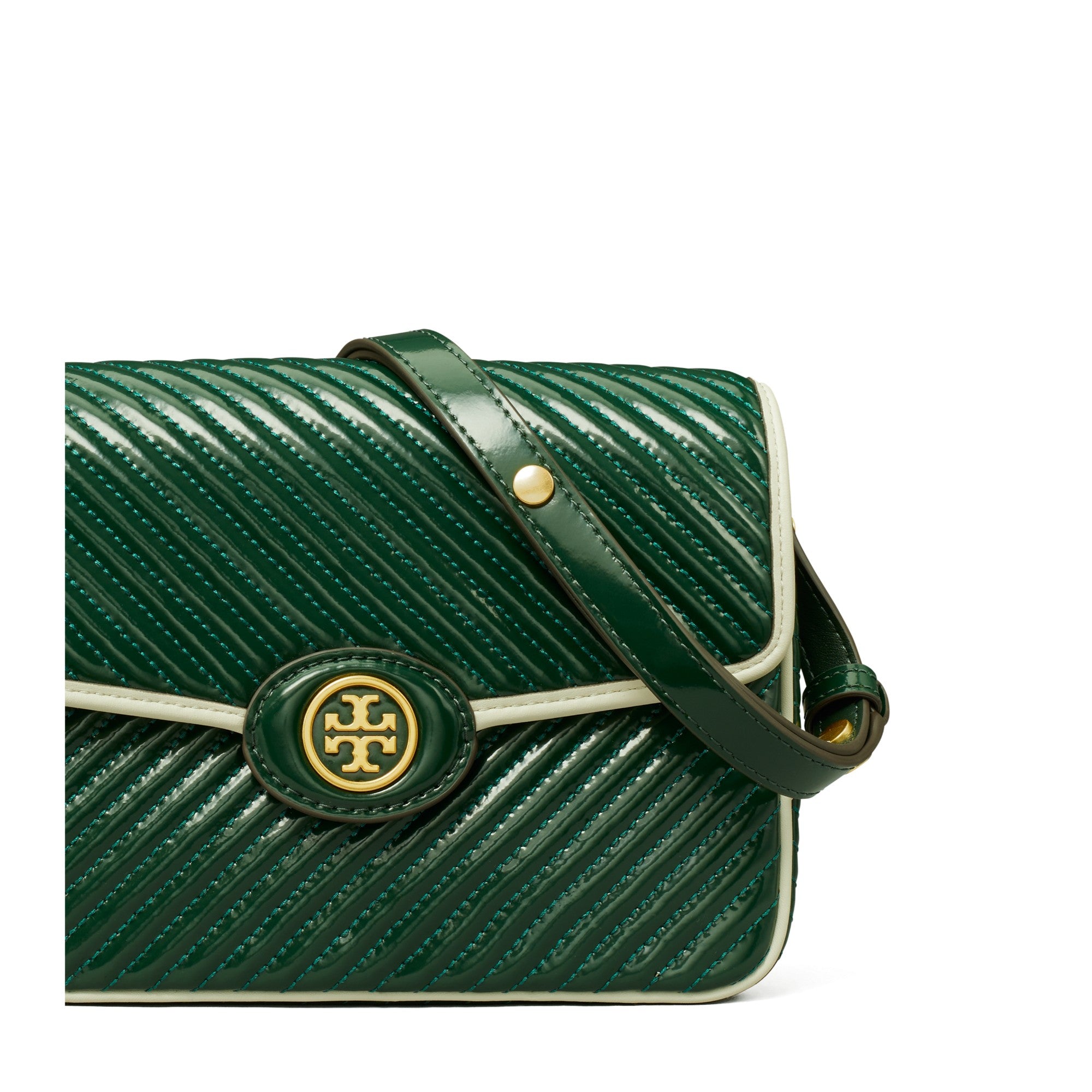 Women Robinson Puffy Patent Quilted Convertible Shoulder Bag - Pine Tree