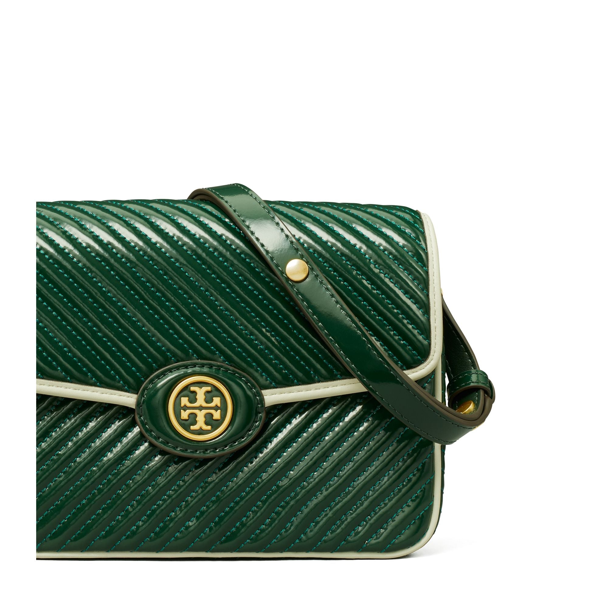 Women Robinson Puffy Patent Quilted Convertible Shoulder Bag - Pine Tree
