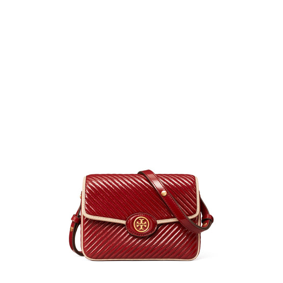 Women Robinson Puffy Patent Quilted Convertible Shoulder Bag - Brick