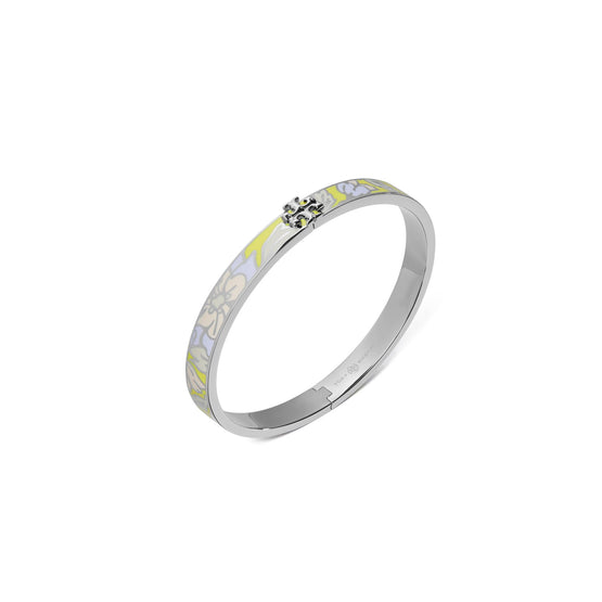 Women Kira Enamel 7Mm Bracelet - Shiny Hematite / Sunshine Yellow Floral