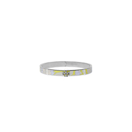 Women Kira Enamel 7Mm Bracelet - Shiny Hematite / Sunshine Yellow Floral