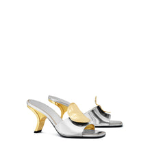 Women Patos Mismatch Heel Sandal 80Mm - Argento / Gold