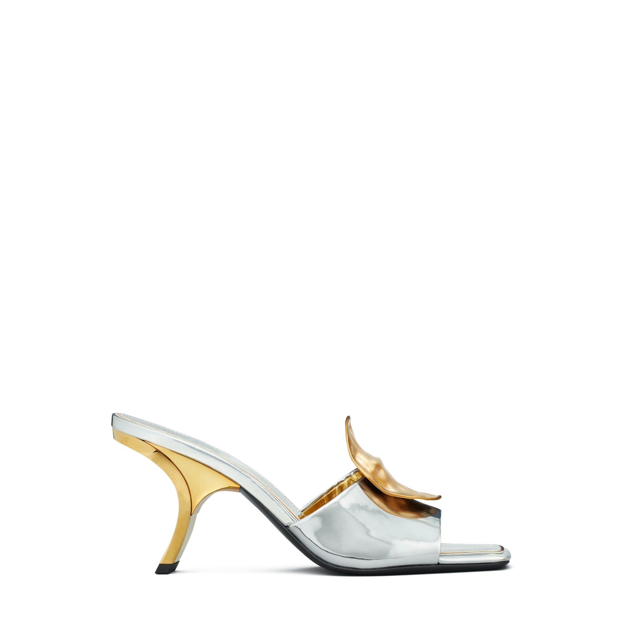 Women Patos Mismatch Heel Sandal 80Mm - Argento / Gold