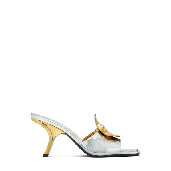 Women Patos Mismatch Heel Sandal 80Mm - Argento / Gold