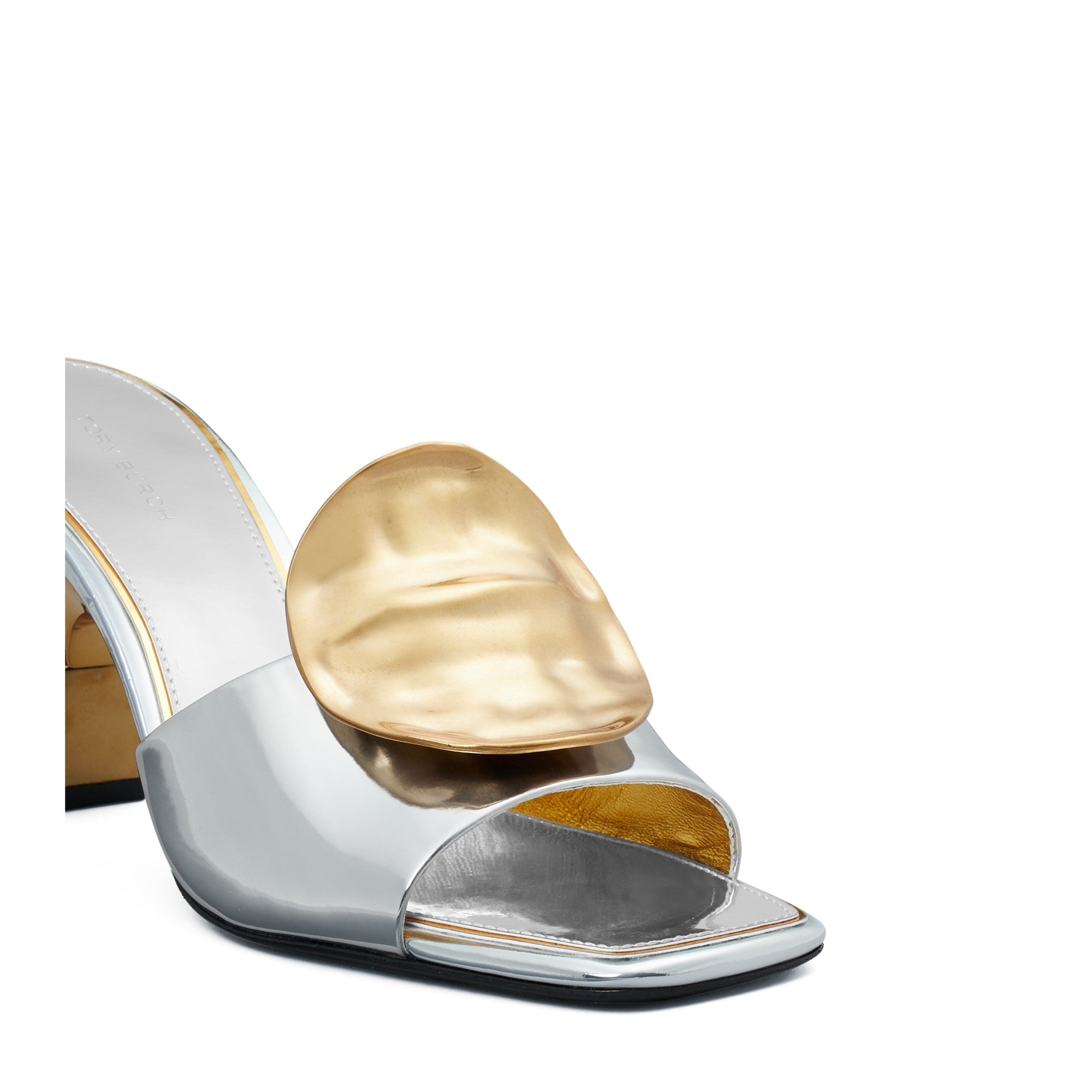 Women Patos Mismatch Heel Sandal 80Mm - Argento / Gold